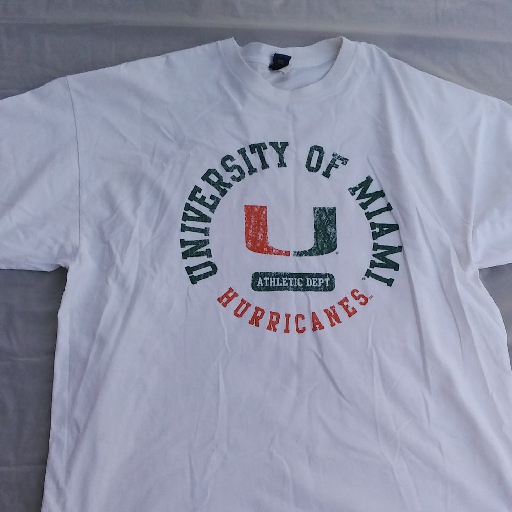University Of Miami Hurricanes Unisex XXL White Short Sleeves T shirt